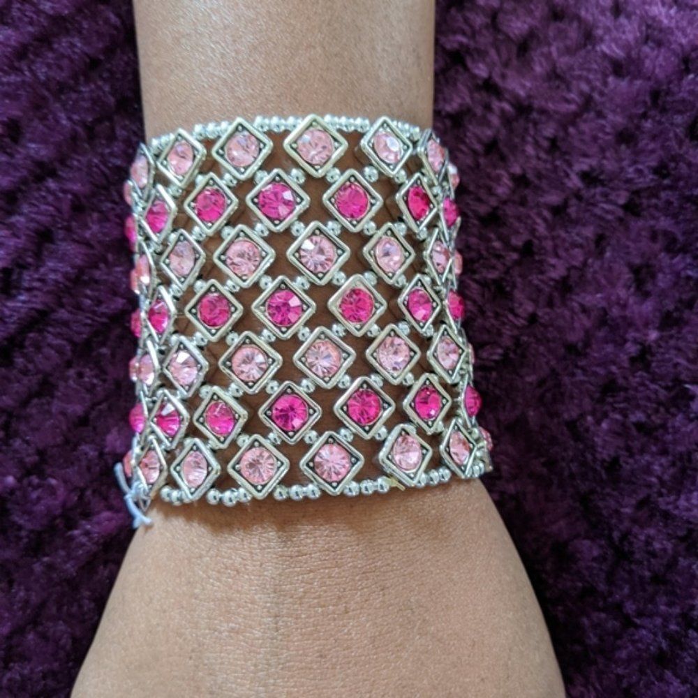 Pink Rhinestone Stretch Bracelet
